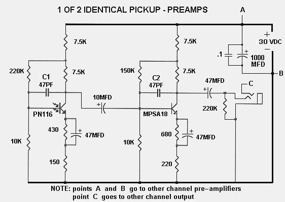 Photo Transistor stereo projector pickup pre-amplifier
