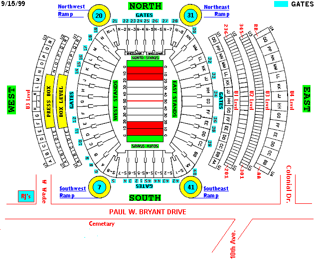 Alabama Bryant Denny Stadium Seating Chart
