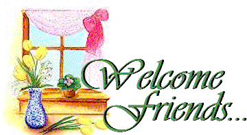 Picture of Window & Flowers that says Welcome Friends