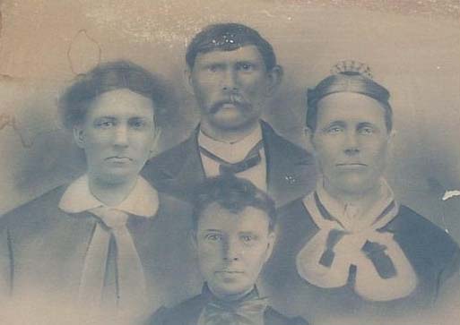 Isiah Fields; 1856-1915, my Great-Grandfather and his three wives, my Great-Grandmother is in front
