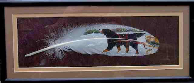 Berner painted on a feather
