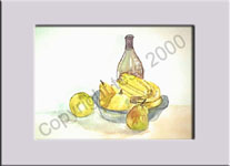 bottle and fruit yellow
