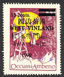 When Occussi-Ambeno was given the new colony of West Vinland, stamps were urgently needed, so KDPN overprinted various OA stamps, then rushed them by zeppelin to West Vinland.