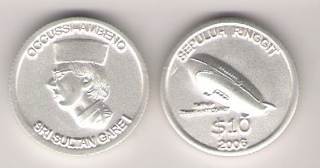 Obverse and reverse of the 10-dollar coin.