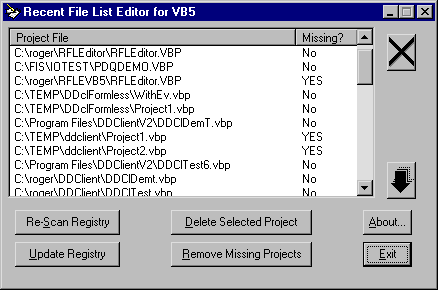 Recent Files List editor for VB5 and VB6