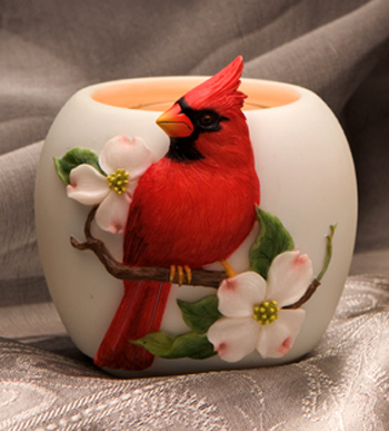  Cardinal with Dogwooods Votive Candle Holder