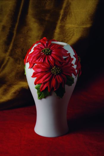 Red Poinsettia Vase