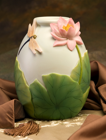 Dragonfly and Waterlily Vase
