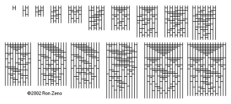 Image of optimal sorting networks for n <= 16