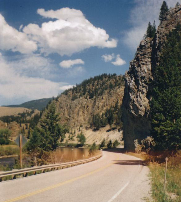driving along the Big Hole River in Montana