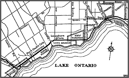 Mimico & Lakeshore route map
