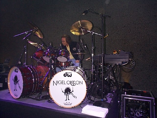 Nigel signing drumheads