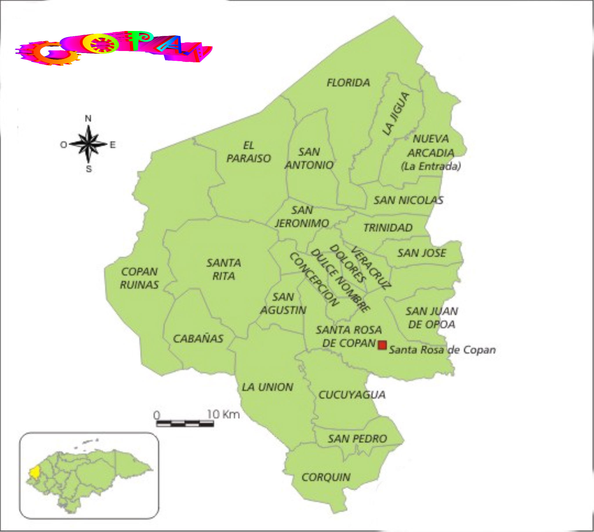 Mapa De Los Municipios De Copan Honduras