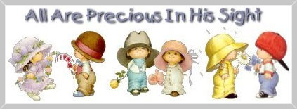 Precious Moments figurines saying 'All are precious in His sight'