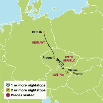 map of berlin,prague,vienna
