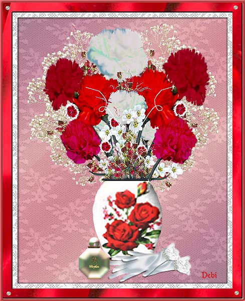 Simple Elegance: Carnations, Satin Gloves, Perfume