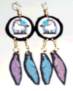 Photo Earrings with Leather Feathers $6.00 Pair