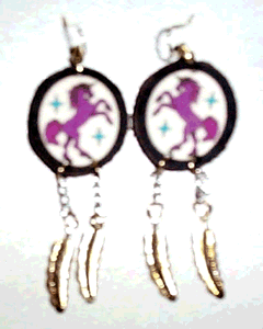 Photo Earrings with Metal Feathers $5.00 Pair