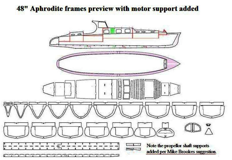 48" Aphrodite Model Boat Frames and Construction by Herb Miller
