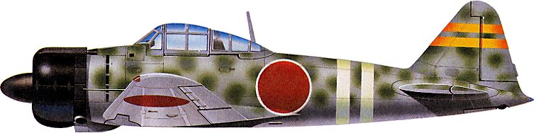 A6M2 Zero based at Rabaul  - November 1942  [reproduced with thanks from David Mondey 'Axis Aircraft of World War II' (Chancellor Press)]