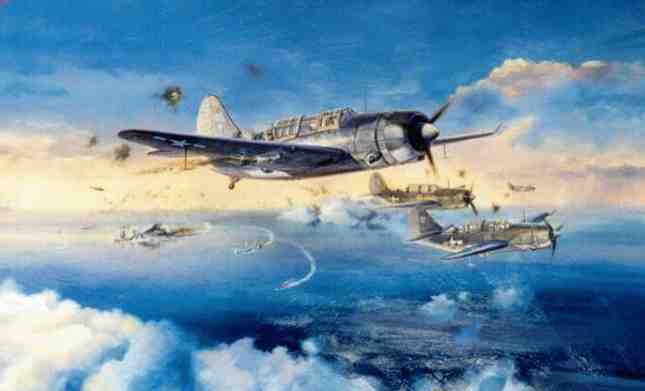 SB2C Helldivers of VB-2 from USS 'Hornet' rendezvous after attack on 'Zuikaku' - detail from 'Buell and Company' by Rick Herter, commissioned by Mr. C.B. Carter