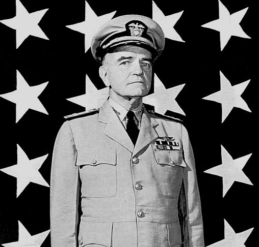 Admiral William F. Halsey with his four-star flag