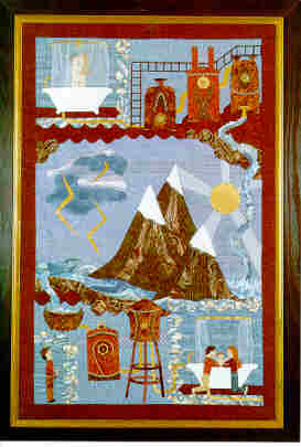 The Narative Quits of Margaret Beach - Miracles, I. Framed Quilt 31" x 45"