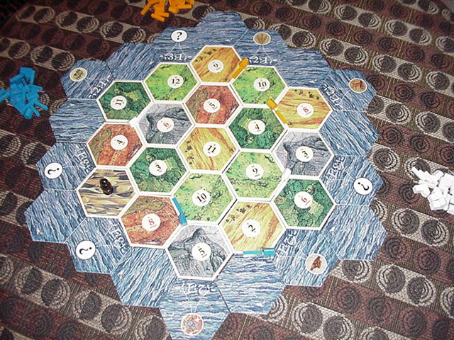 The Island of Catan at the start of the game.