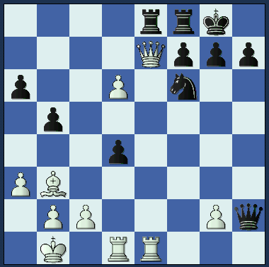    The actual position after Black's slightly inaccurate 21st move.  (greatgm_3-1.gif, 13 KB)  
