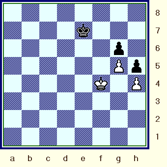   A simple K+P end-game: "White to move and win."  (art1_cv-chs_pos1.gif, 07 KB)  