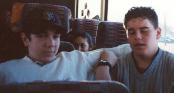 [Clayton and Tom on the way to Edmonton, March 2001]