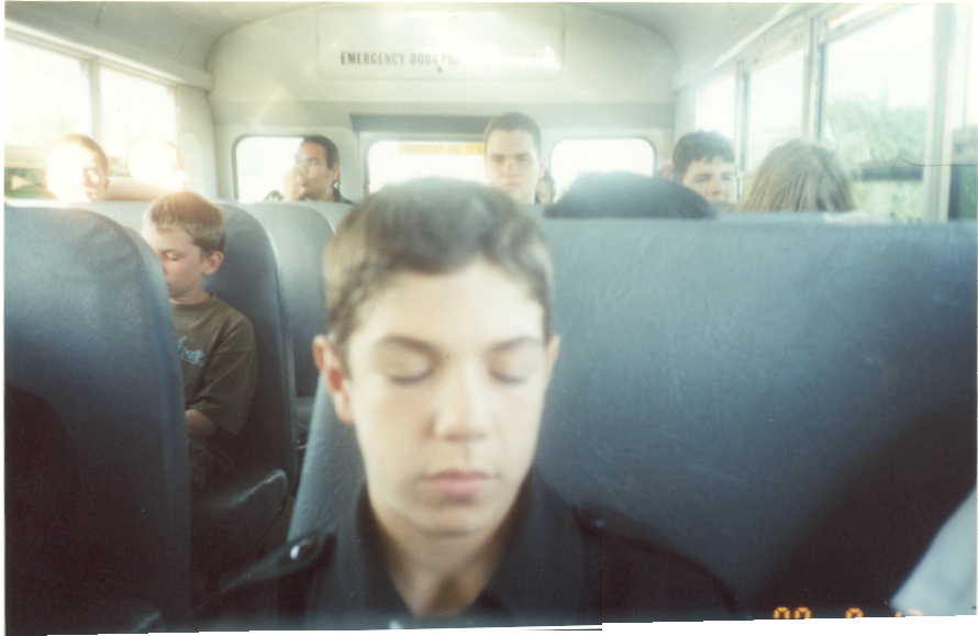 [Clayton sleeping on the bus, sept 2000]