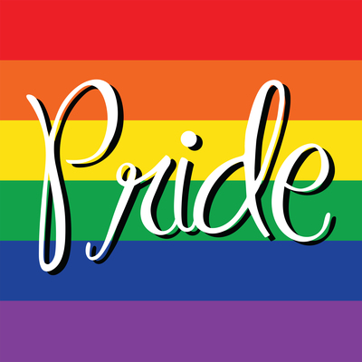 Rainbow Colors Overlaid with the Word "Pride"