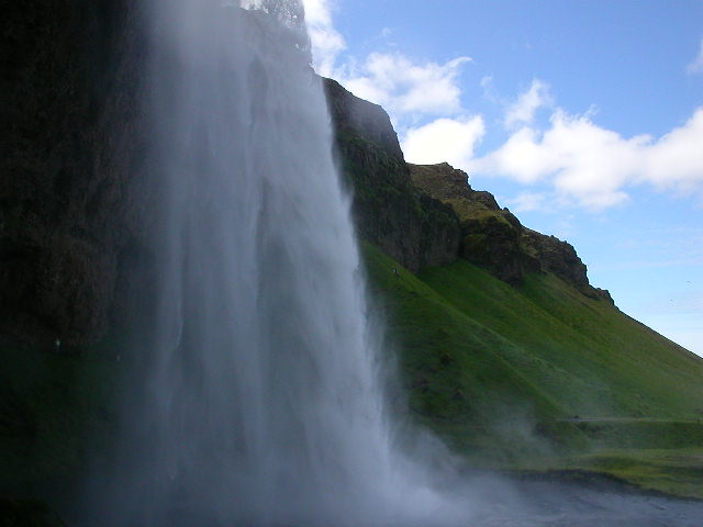 According to Karyn Sigurddson, there is a legend at the nearby Skogarfoss that behind that particular waterfall is a chest of treasures. Legend has it that a man ventured behind the falls and grasped the handle on the chest, only for the treasure to vanish in front his very eyes. He managed to keep a grip on the handle, and the handle is now on the door to the church in Skogarfoss