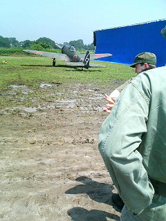 On the set of my vintage Second World War movie, a vintage kamikaze plane in the background