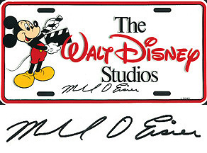 The Walt Disney Studios plate (DS-GN-01) Combined with Eisner's Autograph