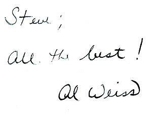 Close-up of Weiss' Autograph