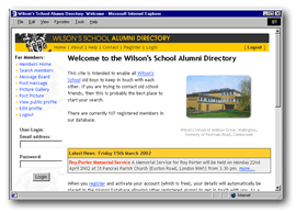 Wilson's School Alumni Directory screenshot