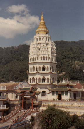 Kek Lok Si Temple with buddha statue from different countries on different storeys
