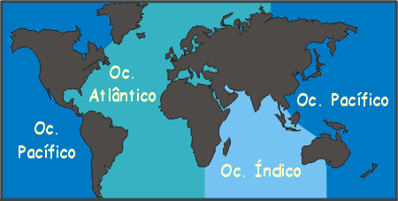 Mapa de Localização dos Oceanos