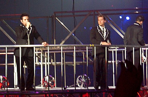 Chris, Lance, and Joey during 'I Wanna Hold You Hand'