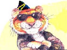Post 263's mascot -Tiger w/ service cap 