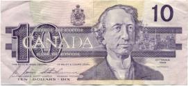 Billete canadiense de 10 dolares, click para ver mas