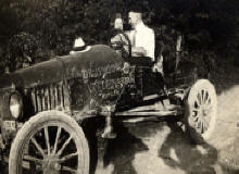 Restored picture of a couple in a car