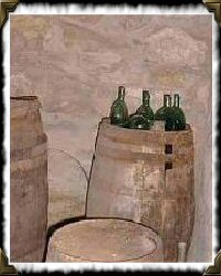 wine barrels and bottles