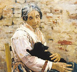 old woman with cat