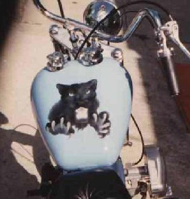 cat painted on motorcycle