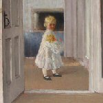 little girl in a hallway