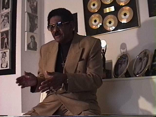 Carl Gardner with his six golden records (1992).