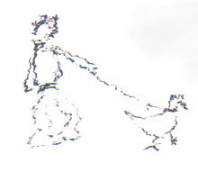 Der mit dem Huhn flaniert (Zeichnung von Matthias Zschokke)